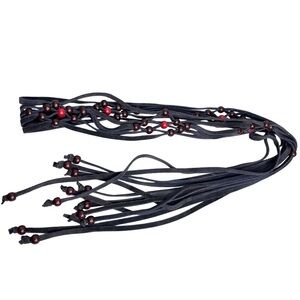 Bohemian Beaded Hippie Suede Leather OS Tie Belt